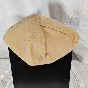 vintage tan color sueded Bar-Mitzvah commemorative yarmulke kippa skull cap 1983
